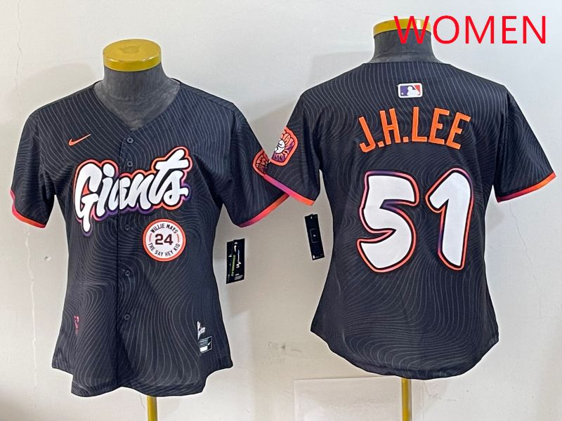 Women San Francisco Giants #51 J.H.Lee Black Joint Name Nike 2025 MLB Jersey style 11->women mlb jersey->Women Jersey
